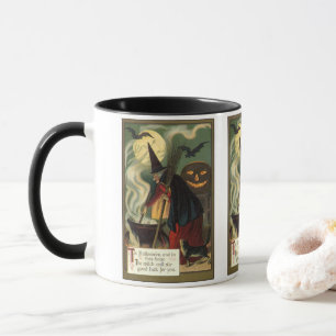 Vintage Halloween Witch Stirring Magic Cauldron Mug