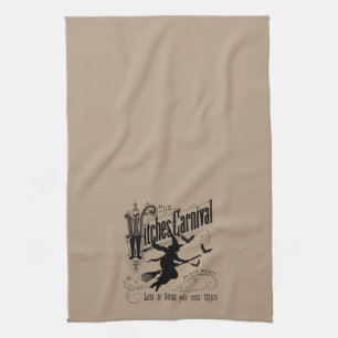 Vintage Halloween Witch Tea Towel