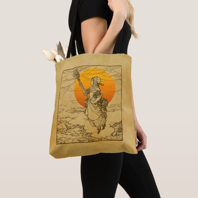 Vintage Halloween Witch Tote (Close Up)