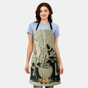 Vintage Halloween, Witch with Cauldron and Cats Apron