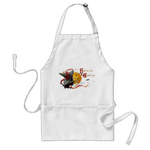 Vintage Halloween Witch With Red Ribbons Standard Apron