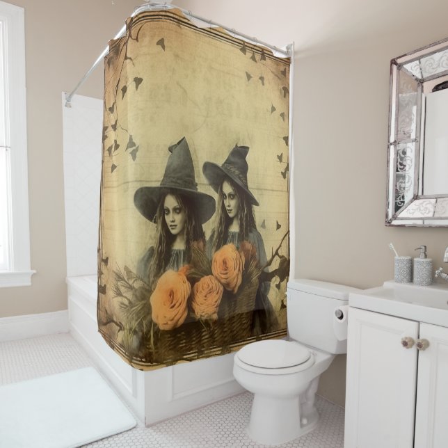 Vintage Halloween Witchcraft (11) Shower Curtain (In Situ)