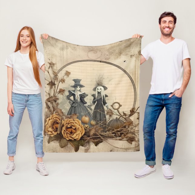 Vintage Halloween Witchcraft (12) Fleece Blanket (In Situ)