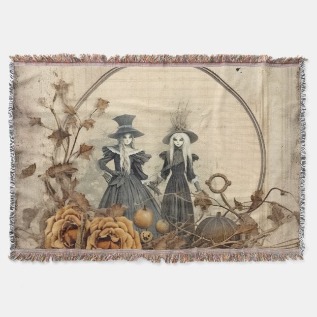 Vintage Halloween Witchcraft (12) Throw Blanket (Front)