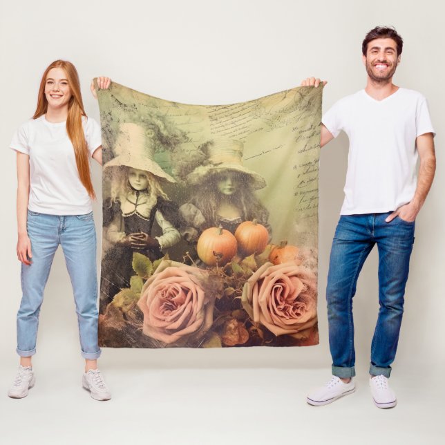 Vintage Halloween Witchcraft (1) Fleece Blanket (In Situ)