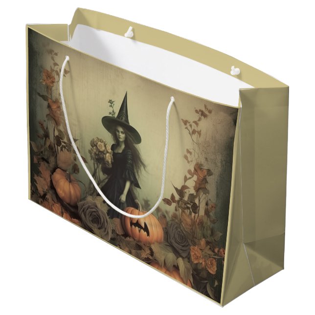 Vintage Halloween Witchcraft (3) Large Gift Bag (Back Angled)