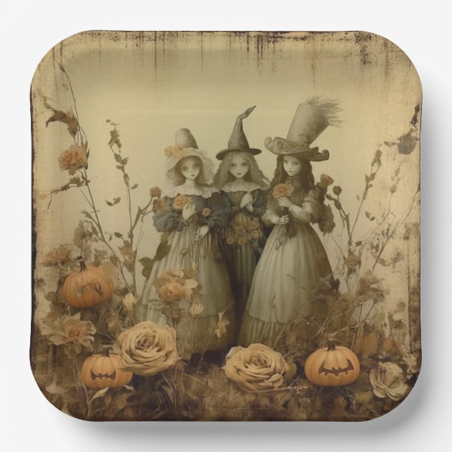 Vintage Halloween Witchcraft (5) Paper Plate (Front)