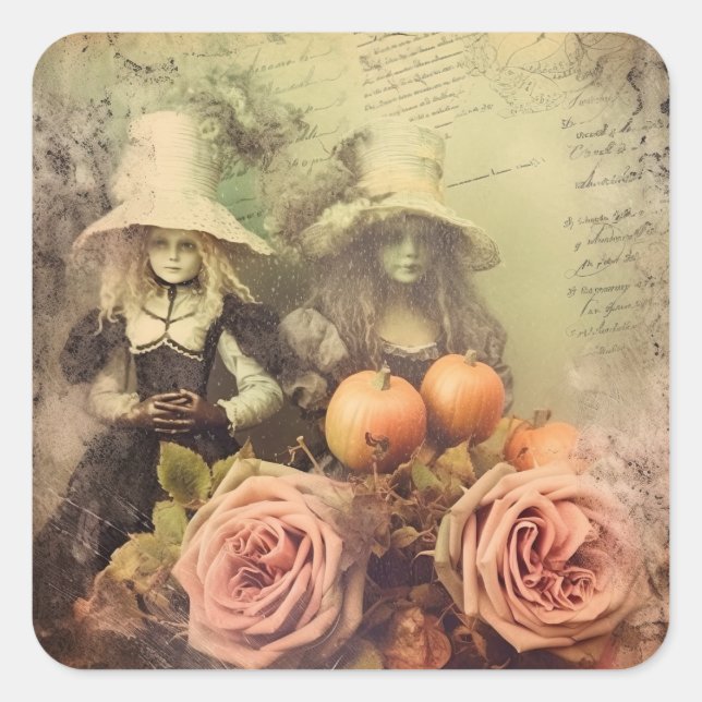 Vintage Halloween Witchcraft Square Sticker (Front)