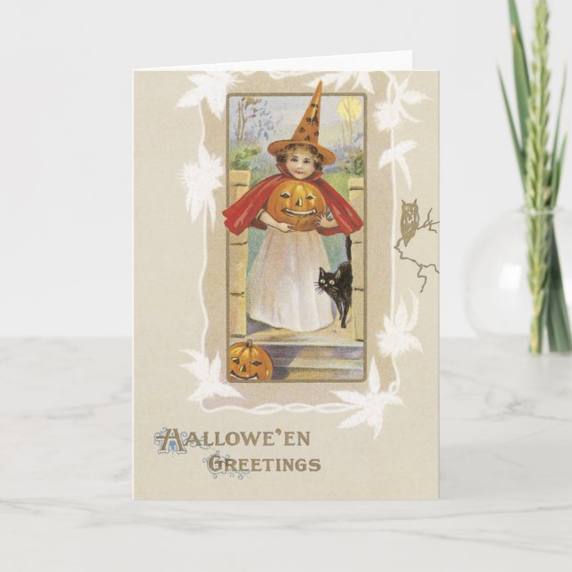 Vintage Halloween Witchcraft Witch Card (Front)