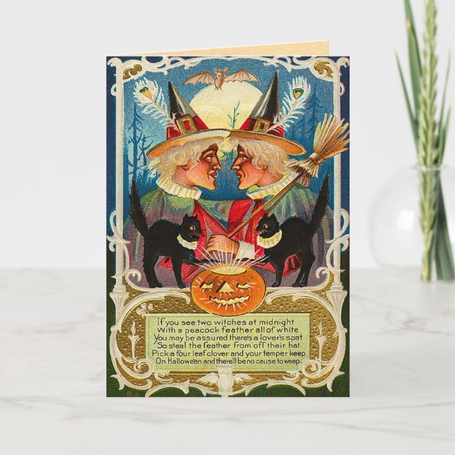 Vintage Halloween Witches Card (Front)