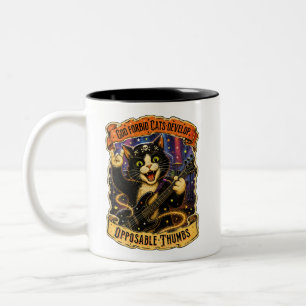 Vintage Halloween Witches Cat with Opposable Thumb Two-Tone Coffee Mug