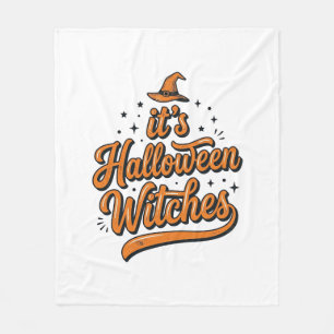 Vintage Halloween Witches Typography Shirt Design_ Fleece Blanket