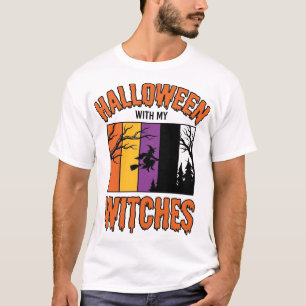 Vintage Halloween Witches Witch Broom T-Shirt Desi
