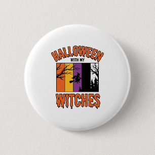 Vintage Halloween Witches Witch Broom T-Shirt Desi 6 Cm Round Badge