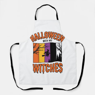 Vintage Halloween Witches Witch Broom T-Shirt Desi Apron