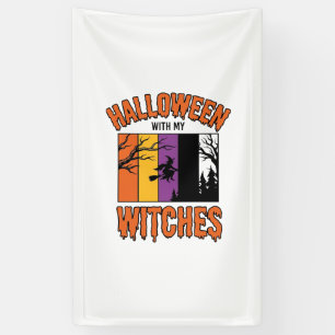 Vintage Halloween Witches Witch Broom T-Shirt Desi Banner