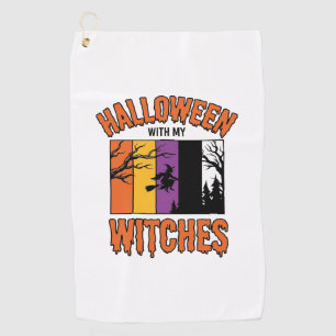 Vintage Halloween Witches Witch Broom T-Shirt Desi Golf Towel