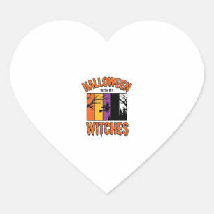 Vintage Halloween Witches Witch Broom T-Shirt Desi Heart Sticker