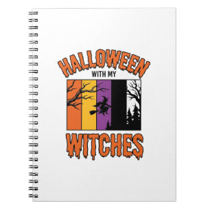 Vintage Halloween Witches Witch Broom T-Shirt Desi Notebook