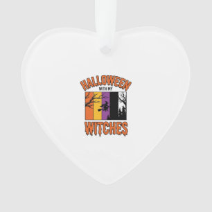 Vintage Halloween Witches Witch Broom T-Shirt Desi Ornament