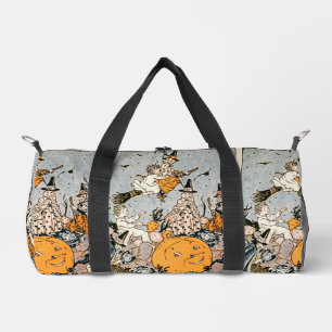 Vintage Halloween Witches with broom Duffle Bag