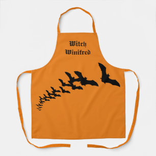 Vintage Halloween with a Swarm of Flying Bats Apron