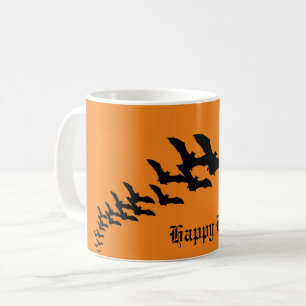 Vintage Halloween with a Swarm of Flying Bats Coffee Mug