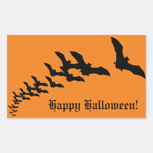 Vintage Halloween with a Swarm of Flying Bats Rectangular Sticker
