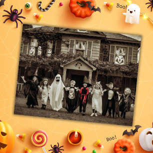 Vintage Halloween with Children in Costumes Postcard