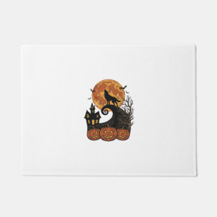 Vintage Halloween Wolf Moon Pumpkin Shirt Design_1 Doormat
