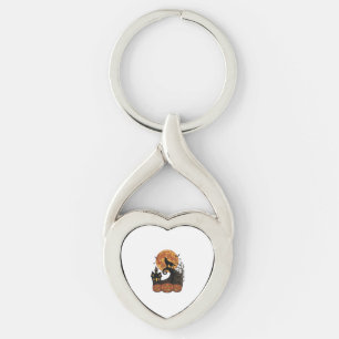 Vintage Halloween Wolf Moon Pumpkin Shirt Design_1 Key Ring
