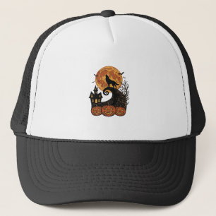 Vintage Halloween Wolf Moon Pumpkin Shirt Design_1 Trucker Hat