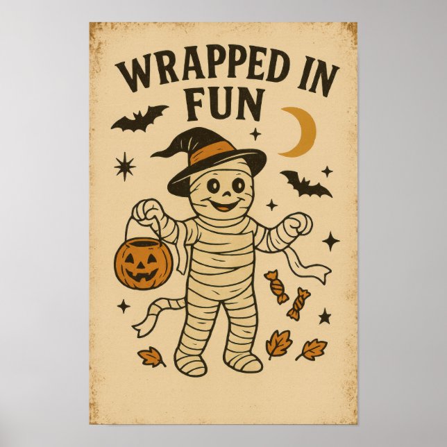 Vintage Halloween Wrapped in Fun Poster (Front)
