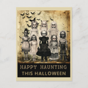 Vintage Halloween Zombie Happy Haunting Postcard