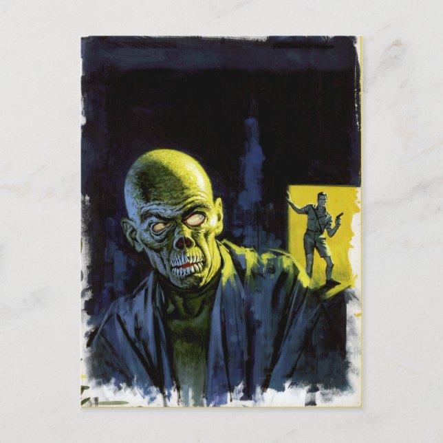 Vintage Halloween Zombie Monster Horror Postcard (Front)