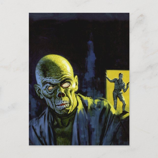 Vintage Halloween Zombie Monster Horror Postcard (Front)