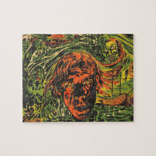 Vintage Halloween Zombies, Grafitti Street Art Jigsaw Puzzle