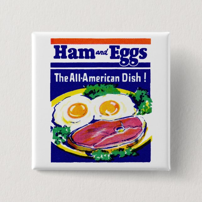 Vintage Ham and Eggs 15 Cm Square Badge (Front)