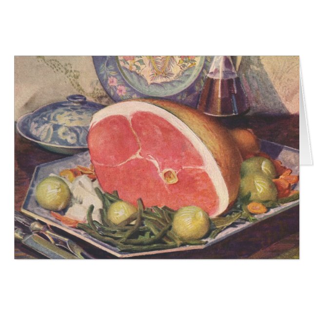 Vintage Ham Dinner with Green Beans and Potatoes (Front Horizontal)