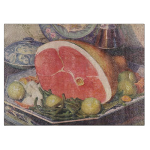 Vintage Ham Dinner with Green Beans and Potatoes Cutting Board