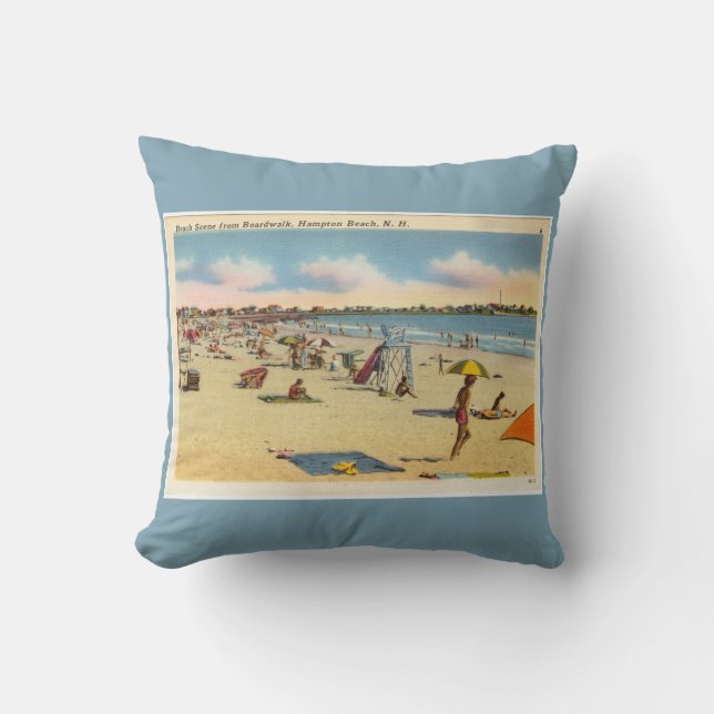 Vintage Hampton Beach Postcard  Cushion (Front)