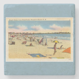 Vintage Hampton Beach Postcard  Stone Coaster