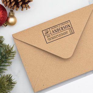 Vintage Hand Classic Family Name & Return Address Rubber Stamp