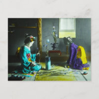 Vintage Hand Coloured Japanese Geisha Magic Lanter