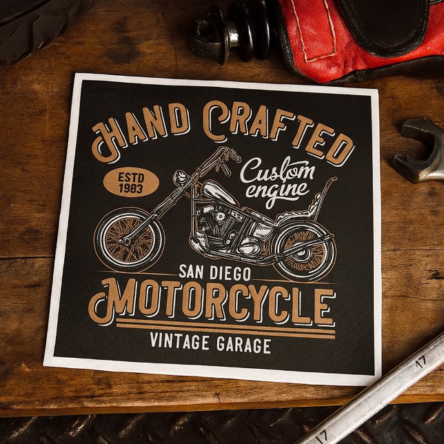 Vintage Hand Crafted Motorcycle Custom Design Napkin (Creator Uploaded)