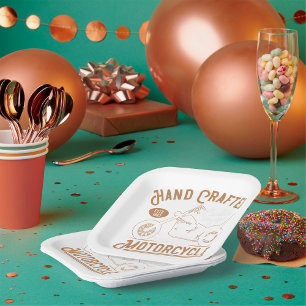 Vintage Hand Crafted Motorcycle Custom Design Paper Plate