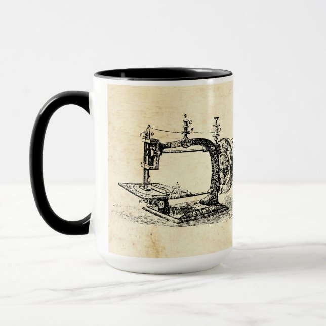 Vintage Hand Crank Sewing Machine Mug (Left)