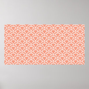 Vintage hand drawn art deco pattern with scale mot poster