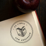 Vintage Hand-drawn Book Round Library Ex Libris Rubber Stamp<br><div class="desc">Vintage Hand-drawn Book Round Library Ex Libris Rubber Stamp.</div>