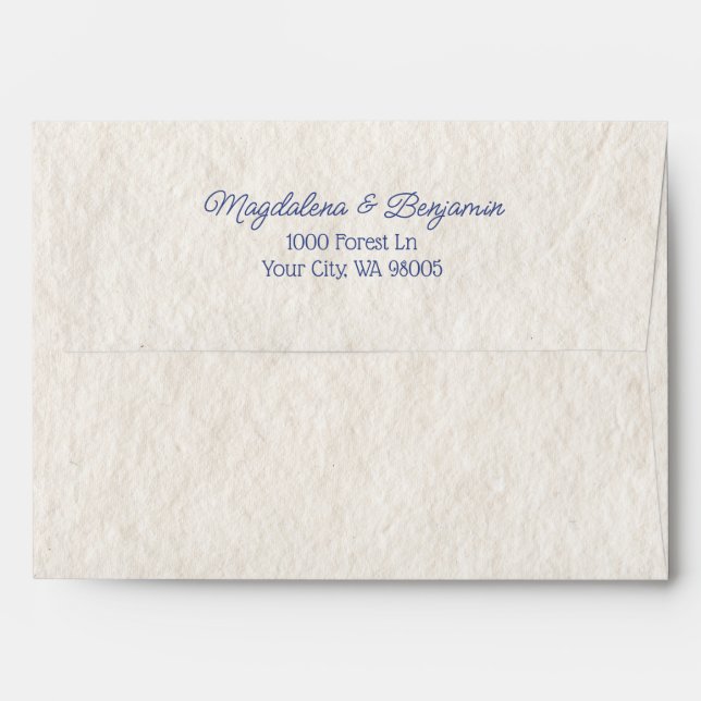 Vintage Hand Drawn Champagne Flutes Blue Wedding Envelope (Back (Top Flap))